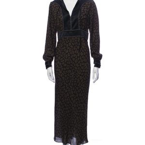 Veronica Beard Black and Olive Leopard-Print Long Dress